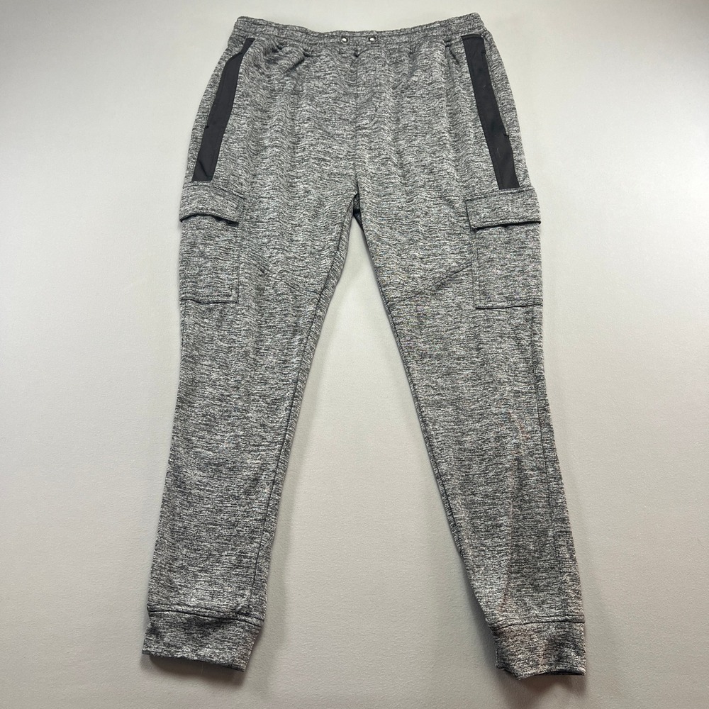 Burnside Jogger Pants Mens XL Heathered Gray Space Dye Cargo Pocket Fleece Lined